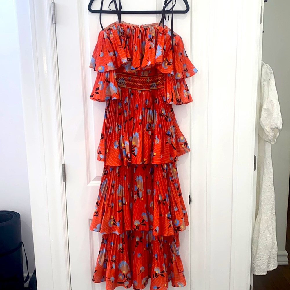 Self-Portrait pleated tier midi tiered dress - worn once